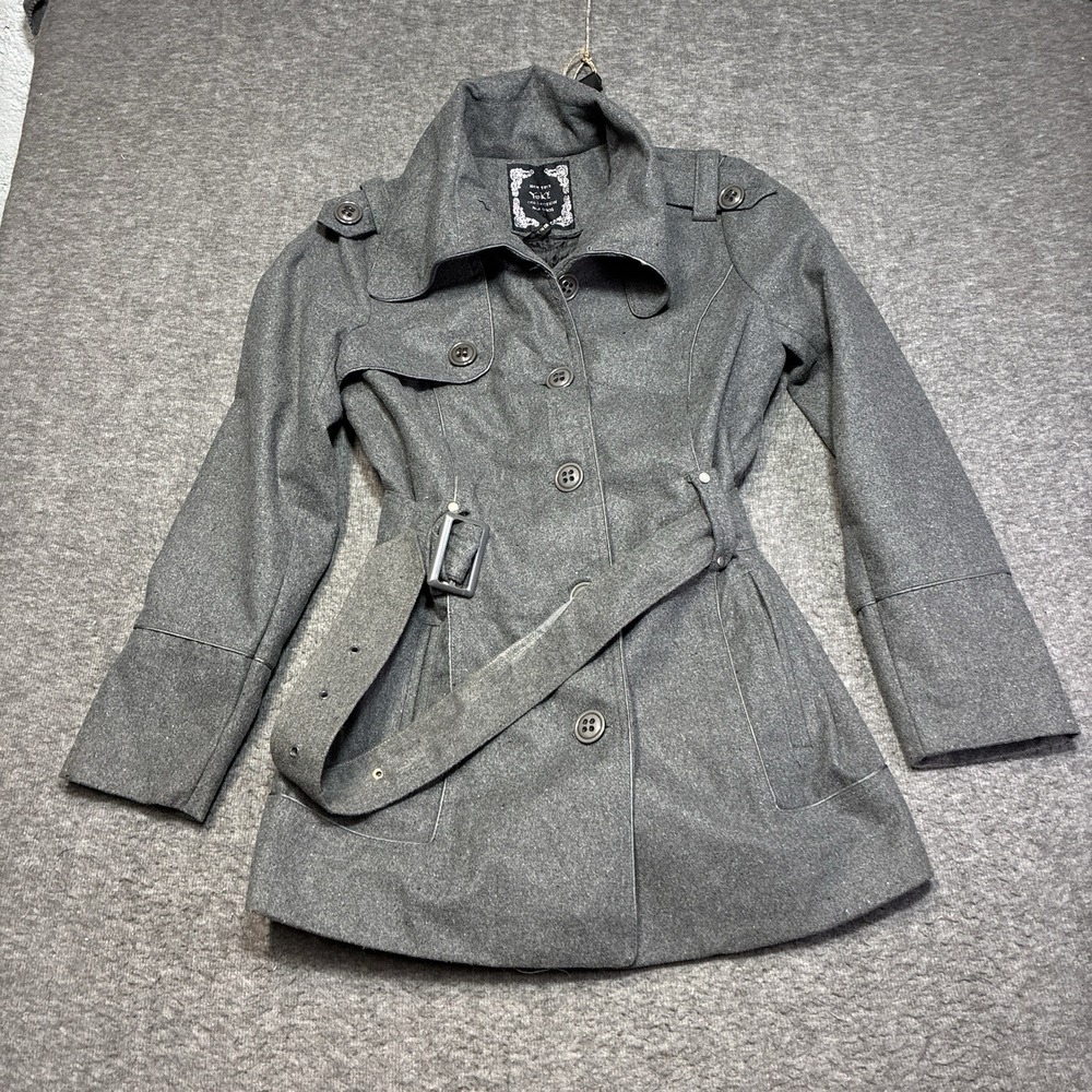 Wool-Blend Gray Trench Coat with Belt